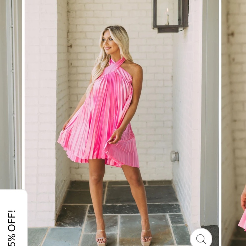 NWT These Three Boutique Pink Pleated Dress